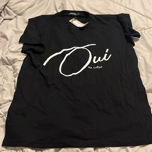 WOMENS Ma Cherie Slogan T-Shit BLACK. Size S.